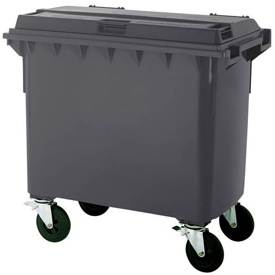 Soptunna 660L Grå med Hjul - Avfalls- och sandbehållare - 300081491 - 1