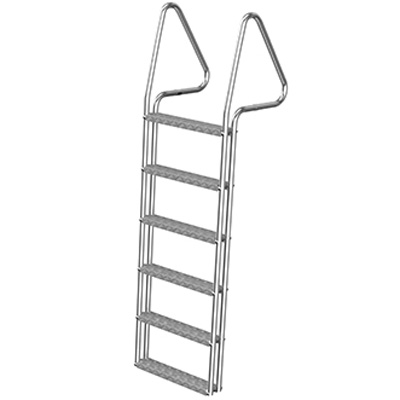 Bryggstege Med 6 Fotsteg Bred Aluminium - Bryggpontoner och -trappor - 6417538003702 - 1