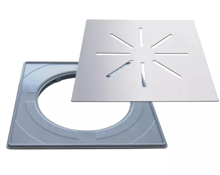 Golvrännslock med standardinstallationsram - Golvbrunns lock - 6430042838042 - 1