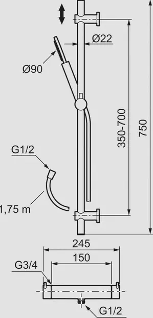 MORA INXX II Shower Käsisuihkupaketti - Suihkut ja Termostaatit - 7391887273193 - 2
