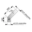 Rökrör 45° Krök 115mm Långt Rst - Rökkanaler och skorstenar - 5900856825343 - 2