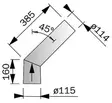 Rökrör 45° Krök 115mm Långt Rst - Rökkanaler och skorstenar - 5900856825343 - 3
