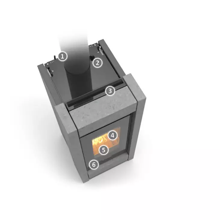 Braskamin med Varmluft Thermorossi Essenza Stone/Täljsten 8,5kW