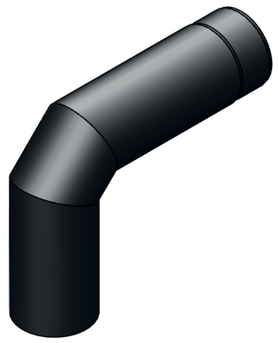 Savuputki 90° Kulma 115mm Pitkä Musta - Savuputket ja Tarvikkeet - 5900856825503 - 1