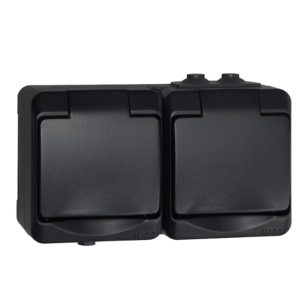 Pistorasia Pinta Opal Musta 2S/16A/IP44 - Rasiat ja Kannet - 6438056309114 - 1