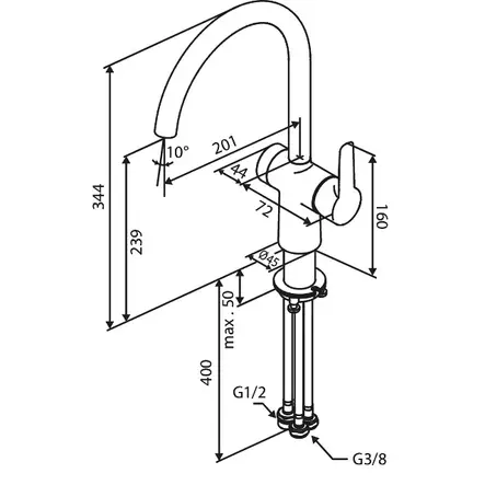 Damixa Core Köksblandare Diskmaskinsavst. - Kökskranar - 5708516842095 - 2