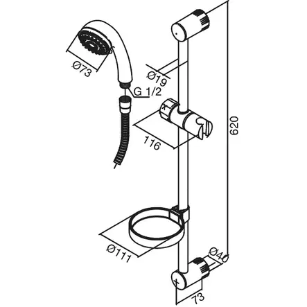 Damixa Plus Duschset 3-Funktion Krom - Duschar och Termostater - 5708516710646 - 2