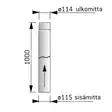 Savuputki 115mm 1000mm Musta - Savuputket ja Tarvikkeet - 5900856644357 - 2