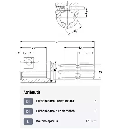 Jatkoholkki Pikalukko 1.3/8-6-1.3/8 -6 - Nivelakselien Varaosat - 6710164KR - 2