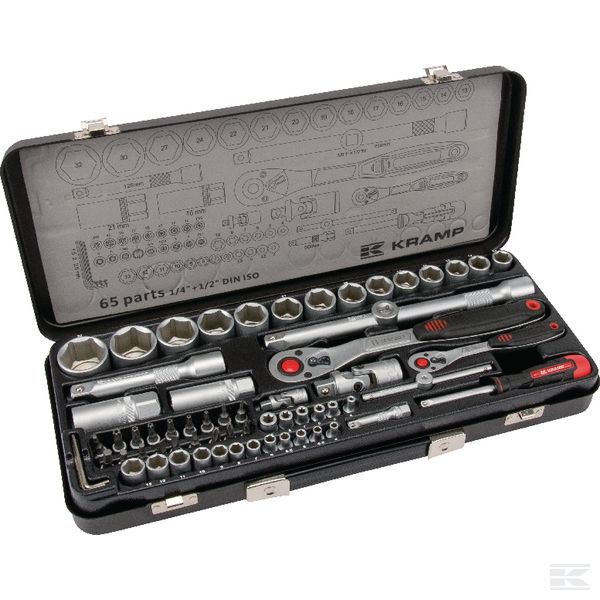 Hylsysarja Kramp 1/4" Ja 1/2" 65-Osainen - Hylsyt, Räikät ja Lenkkiavaimet - 180465420KR - 1